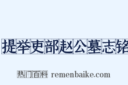 提举吏部赵公墓志铭是什么意思的图片